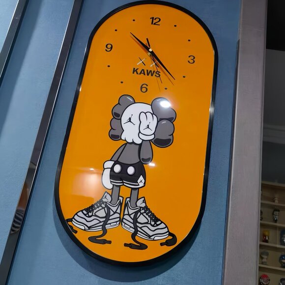 Modern KAWS Clock, KAWS Companion Orange Wall Clock Artsy Wall Clock Decoration - Picture 8 of 13